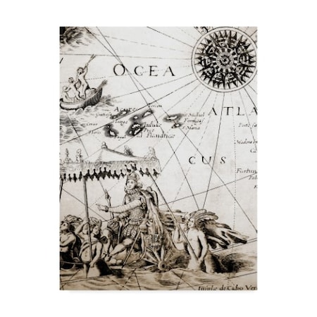 Vintage Lavoie 'Map Compass Rose Closeup' Canvas Art,14x19